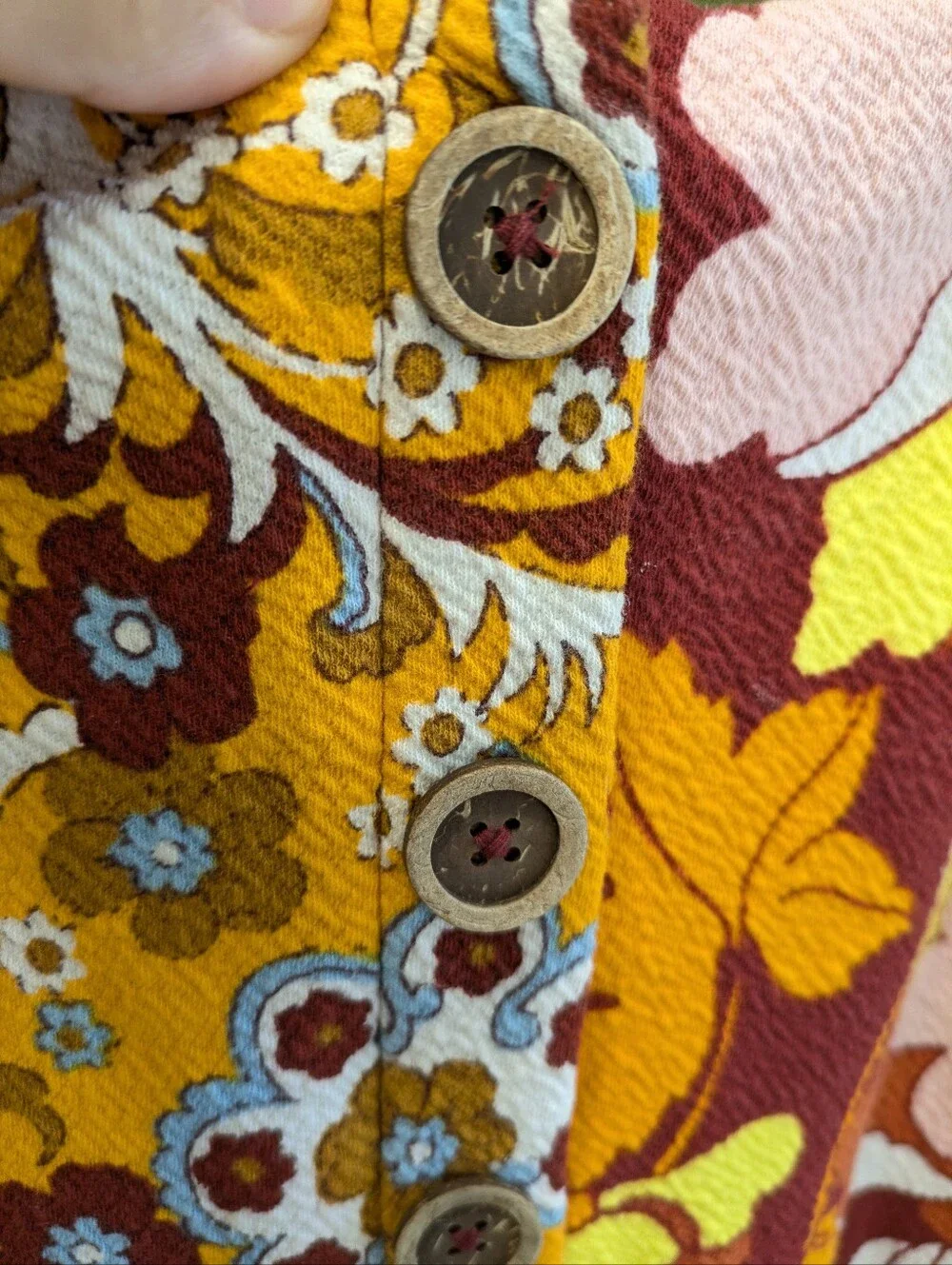 Anthropologie Maeve Button Front Midi Skirt Small Floral Mod Retro Mixed Print
